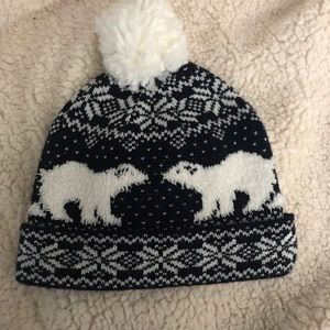 Fair isle polar bear print beanie